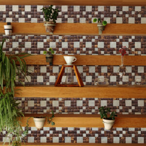 Isabel Coconut Wood and Shell Mosaic